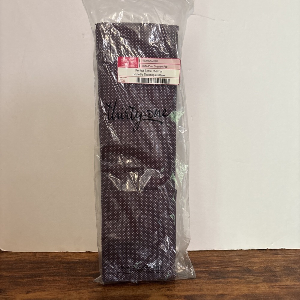 NWT! Retired Thirty One Wine Thermal in Plum Gingham Pop